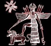 Inanna mit L&ouml;we und Acht-Stern