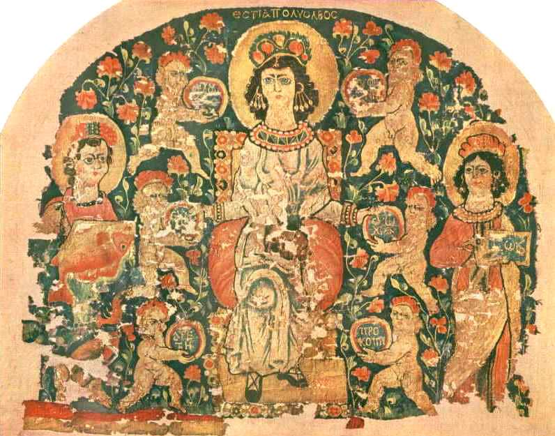 Hestia als Gnadenspenderin. Ägyptischer Bildteppich des 6. Jahrhunderts (Dumbarton Oaks Collection, Washington)