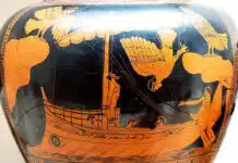 Die Irrfahrt des Odysseus besteht aus vielen Prüfungen. Hier lässt der Held sich von seinen Männern an den Mast des Schiffes binden, um dem Gesang der Sirenen zu lauschen, nicht aber handeln zu können. Umgekehrt alle seine Männer.
