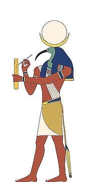 In der altägyptischen Mythologie wird Thot auch als Mondgott angesehen und trägt auf manchen Abbildungen die Mondkrone.