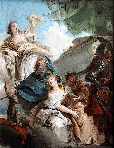 Iphigenie, die Tochter des Heerführers Agamemnon bei ihrer Opferung, 