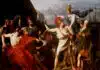 Der Zeus des Achilleus, Gemälde von Michel-Martin Drolling. Athene verhindert im letzten Moment, dass Achilles seinen Anführer Agamemnon tötet.