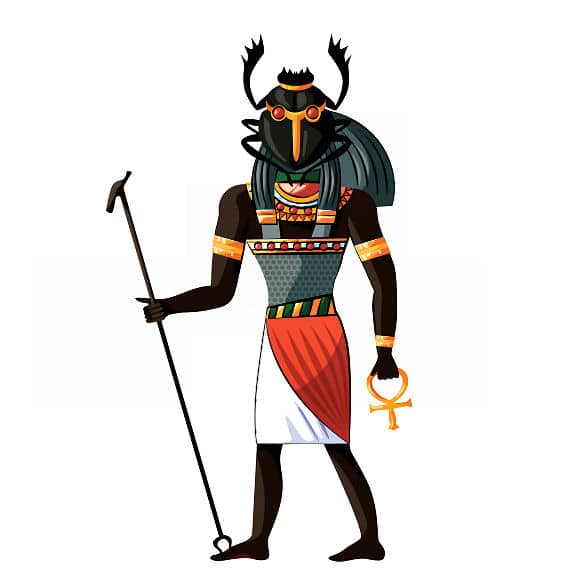 Auch Kephra, Gott der Mitternachtssonne, hält ein Ankh als Symbol seiner Unsterblichkeit, in seiner Hand. 