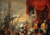 Aeneas-Sage. Der Held wird vom König Latinus empfangen.