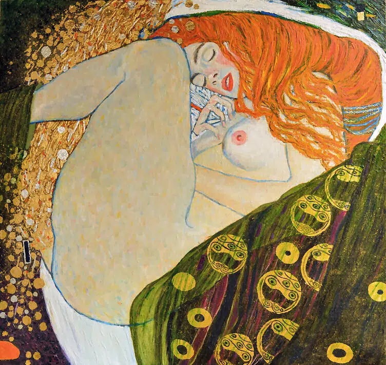 Bei Klimt sind aus dem goldenen Licht des Göttervater Zeus Goldmünzen geworden. 