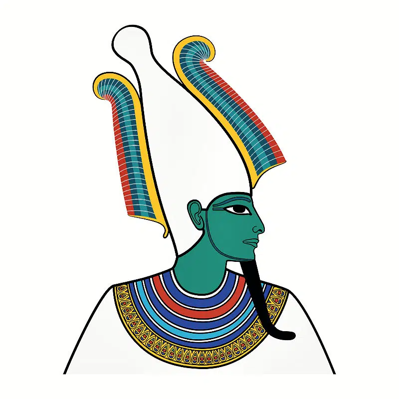 An dieser Kronenform, der Atefkrone kann man Osiris als Gott erkennen und  auf Abbildungen leicht erkennen. 