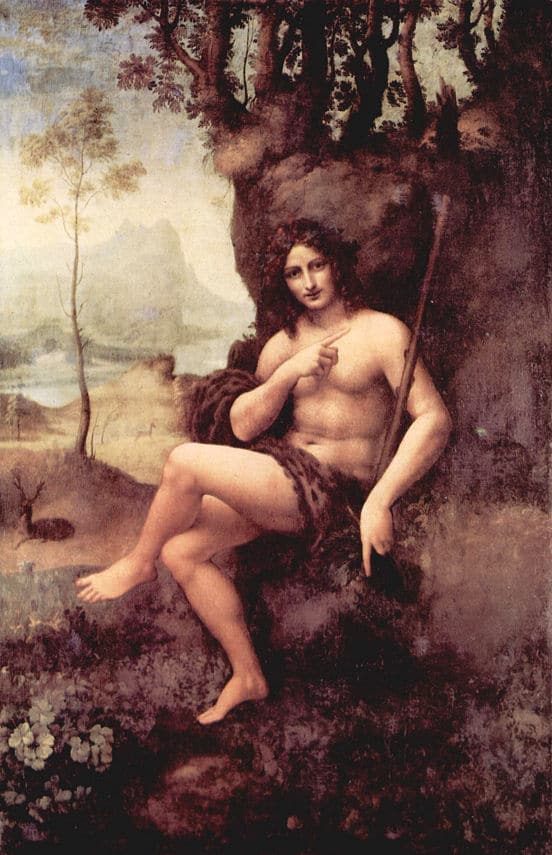 Dionysos, Gott der Ekstase und des Rausches als jugendlicher Gestalt. Gemälde von Leonardo da Vinci