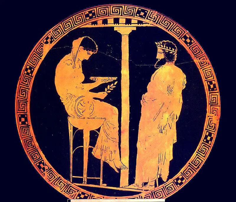 Die Götter Griechenlands - das Orakel von Delphi mit der Göttin Themis als Pythia