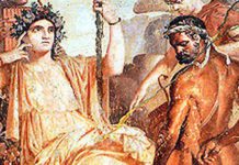 Herakles findet seinen Sohn Telefos bei der Göttin Kybele.