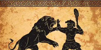 Herakles Heldentaten: Die 12 Taten des Herakles - diese hier, den Nemeischen Löwen zu besiegen, ist die erste.
