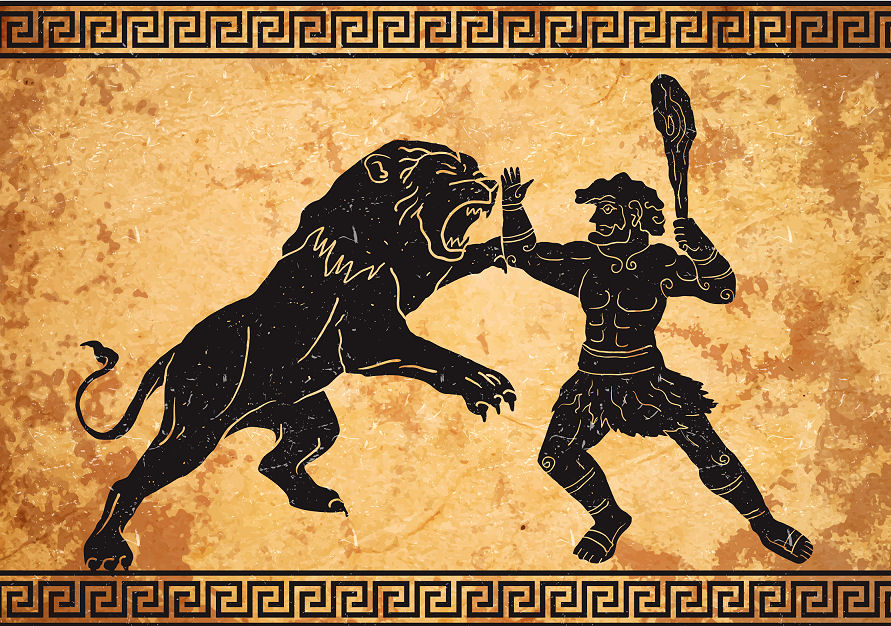 Herakles Heldentaten: Die 12 Taten des Herakles - diese hier, den Nemeischen Löwen zu besiegen, ist die erste.