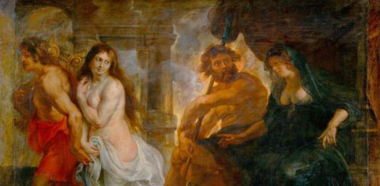 Peter Paul Rubens: Persephone und Hades in ihrem Totenreich mit Orpheus und Euridike, die sie ziehen lassen.