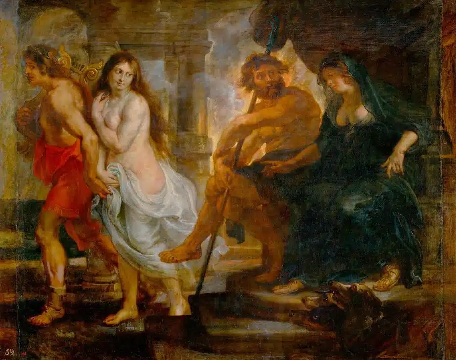Peter Paul Rubens: Persephone und Hades in ihrem Totenreich mit Orpheus und Euridike, die sie ziehen lassen.