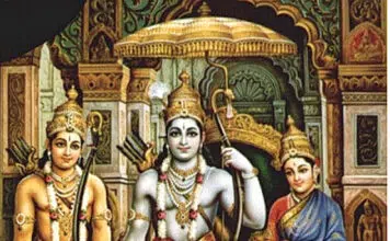 Der Gott Rama, die Göttin Sita, Hanuman und Lakshmana, der Bruder von Rama