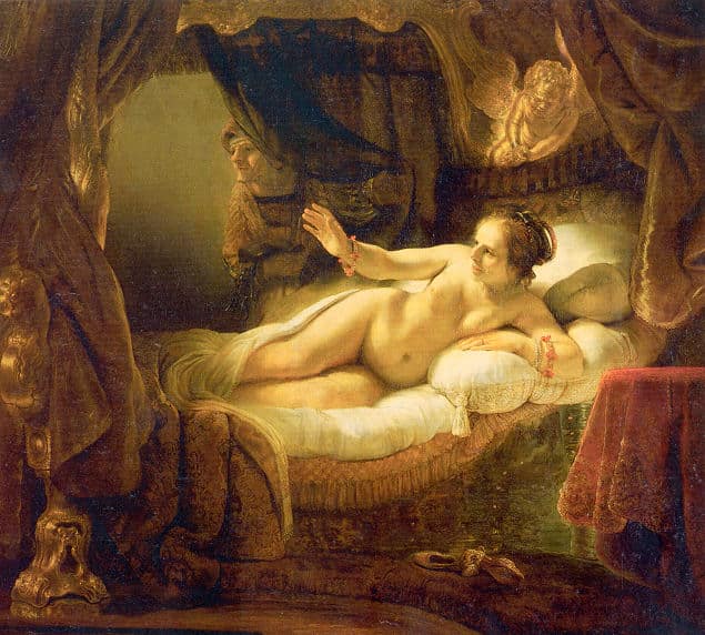 Dieses Gemälde von Rembrandt zeigt die Königstochter Danaë, die Zeus nicht als Goldregen, sondern subtiler: Als Licht erwartungsvoll empfängt. 