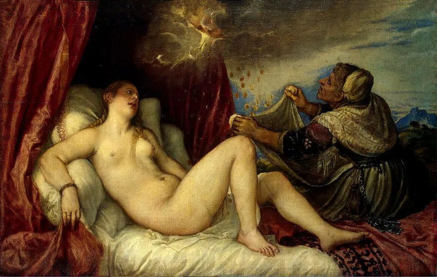 Tizian gehört zu jenen Malern, welche Danae als Dirne interpretieren.