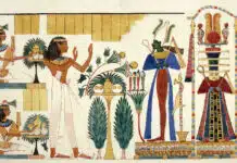 Blumen und andere Pflanzen spielten im alten Ägypten auch im Tempel, bei Ritualen eine wichtige Rolle. Hier im Bild finden sich ja quasi überall Pflanzen.