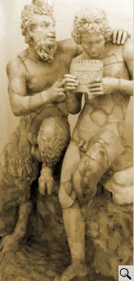 griechischer Gott Pan mit dem Hirtenjungen Daphnis
