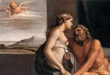 Hera, die Göttin der Ehe bei den Griechen, umworben von Zeus