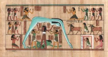 Die ägyptische Göttin des Himmels mit Geb und Schu