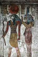 Die ägyptische Göttin Ma'at und Horus