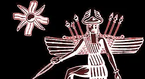 Inanna mit Löwe und Acht-Stern