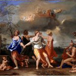 Römische Götter - Tanz des Lebens mit Büste des römischen Gottes Janus