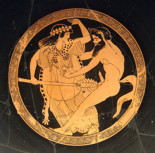 Dionysos Nymphe Satyr Thyrsosstab