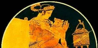 Dionysos, hier als noch kleiner Dionysos Zagreus mit seiner Mutter Persephone, stiftete Chaos an, wo immer er hinkam.