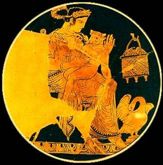 Dionysos, hier als noch kleiner Dionysos Zagreus mit seiner Mutter Persephone, stiftete Chaos an, wo immer er hinkam. 