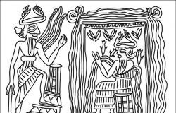 Enki im Abzu empfängt Ninurta