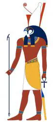 Horus mit Was-Zepter, Ankh und Doppelkrone