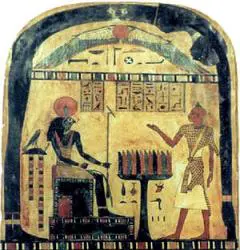 Der Sonnengott der Ägypter Ra ist verwandt mit Ra Hoor Khuit auf dieser Stele
